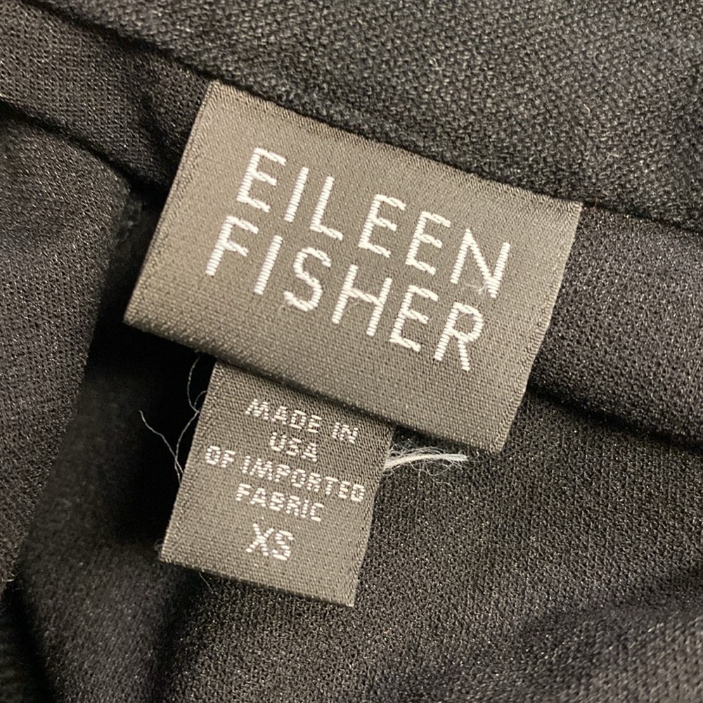 Eileen Fisher Crepe Black Zip Front Stand Collar Longline Jacket - Picture 4 of 5